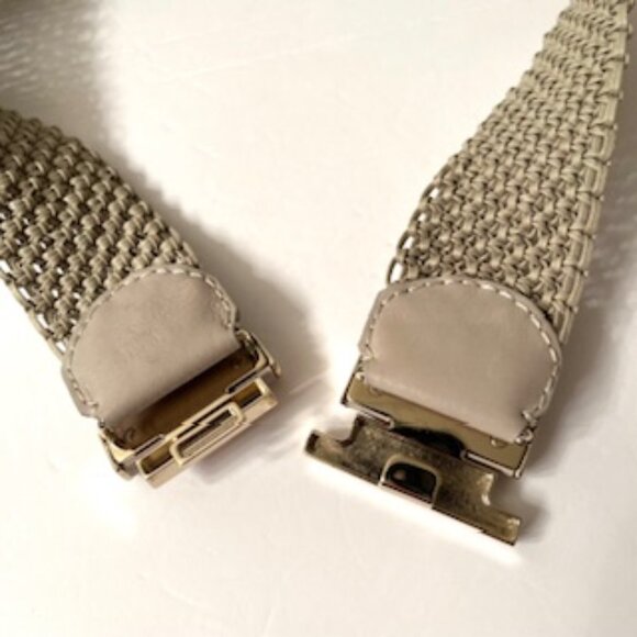 ETRO Milano Lamb Leather Woven Belt with Metal Buckles